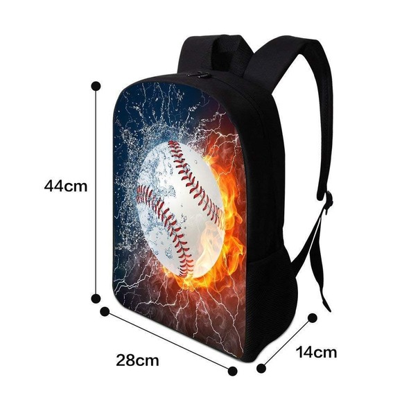 Book Bags for Kids 17 Inch Combustion Pattern School Bags (Baseball) - Picture 5 of 6